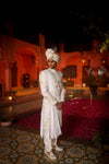 RADIANT WHITE EMBROIDERED SHERWANI SET