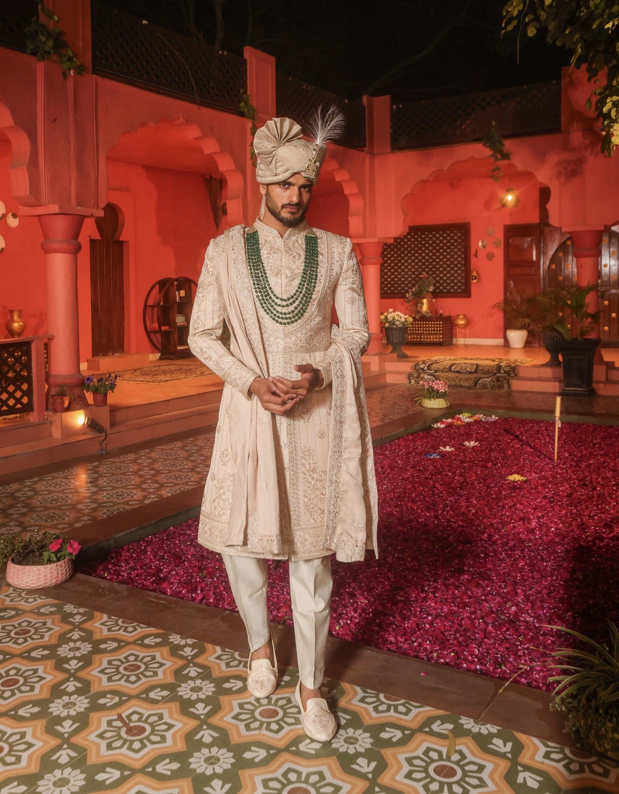 ROSE GOLD EMBROIDERED SHERWANI SET