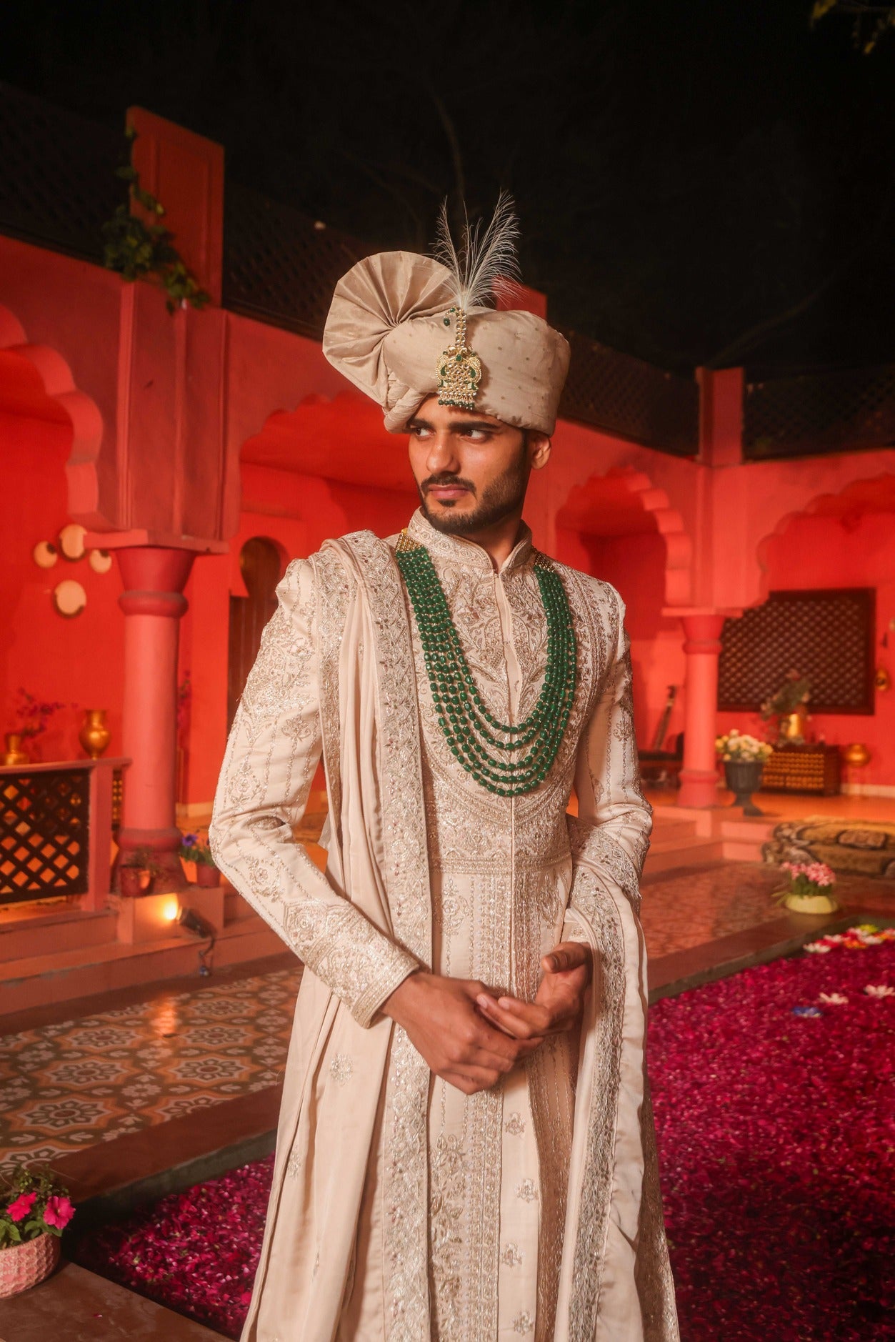 ROSE GOLD EMBROIDERED SHERWANI SET