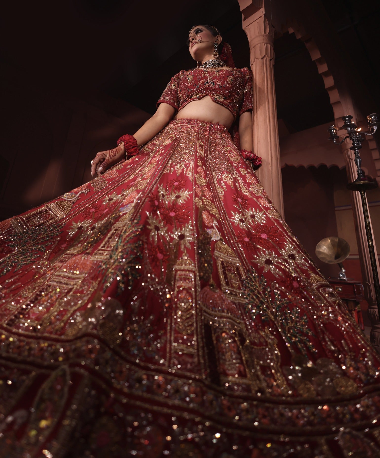MAROON RAW SILK LEHENGA