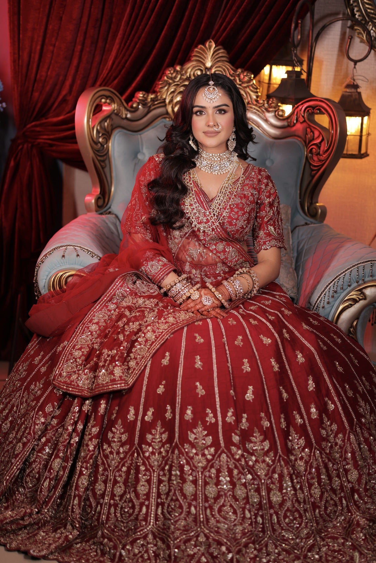 RED RAW SILK LEHENGA