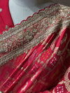 Detail shot focusing on the scalloped border overlay, highlighting the dense layout of metallic cut beads, sequins, and micro-pearls.