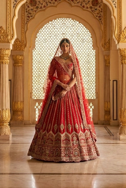 Royal Red Silk Bridal Lehenga