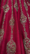Coral Red Silk Bridal Lehenga Set with Zardozi Work