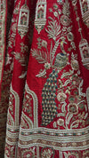 Red Bridal Silk Lehenga with Handwork & Pearl Detailing