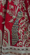Red Bridal Silk Lehenga with Handwork & Pearl Detailing