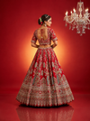 Red Bridal Silk Lehenga with Handwork & Pearl Detailing