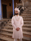 PASTEL PEACH EMBROIDERED SHERWANI SET