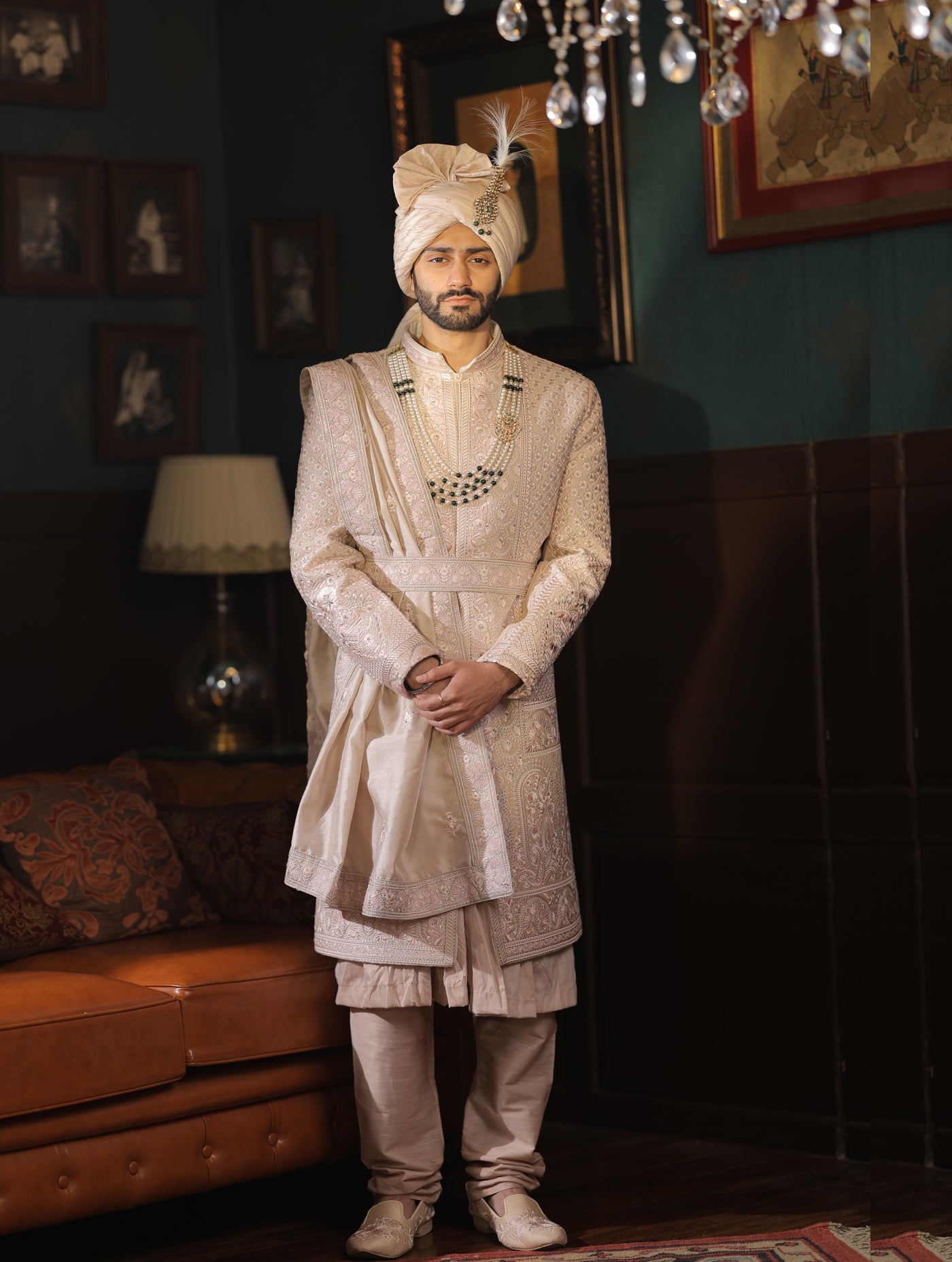 ROSE GOLD EMBROIDERED SHERWANI SET