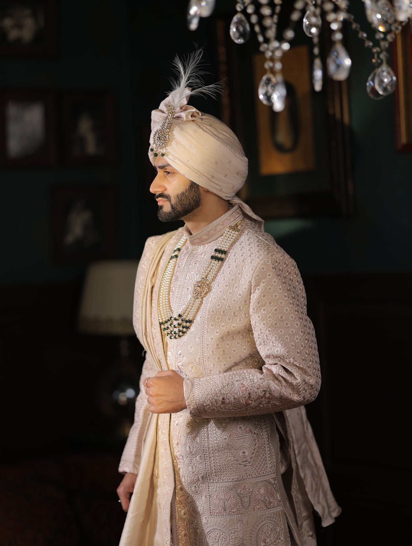 ROSE GOLD EMBROIDERED SHERWANI SET