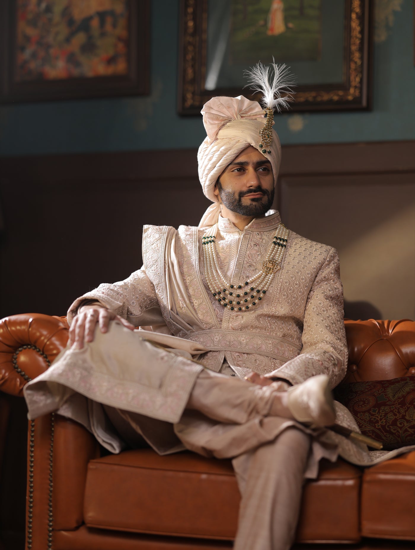 ROSE GOLD EMBROIDERED SHERWANI SET