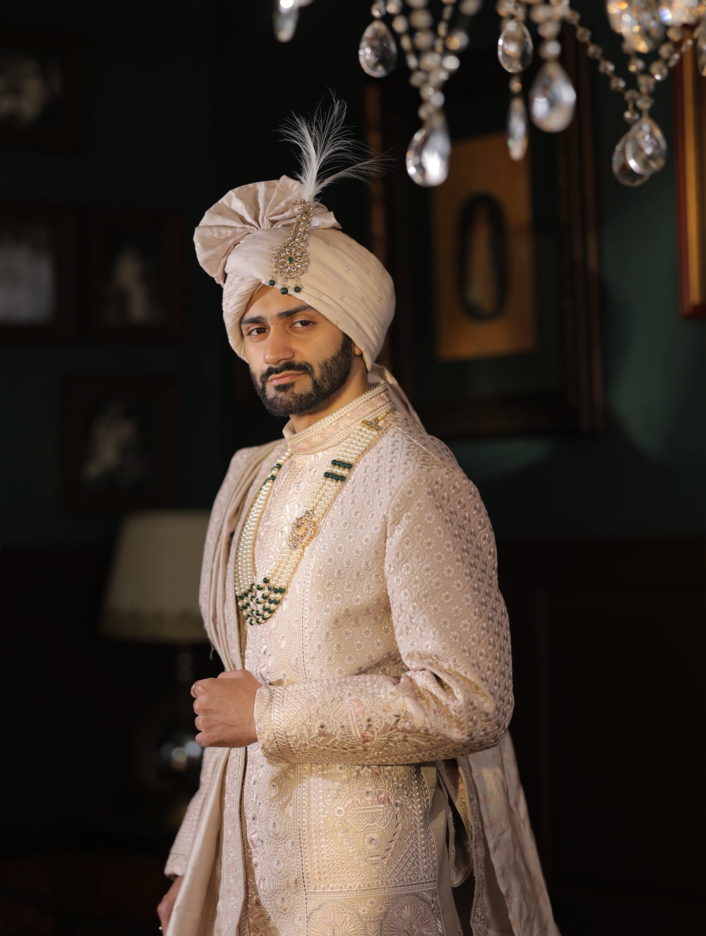 ROSE GOLD EMBROIDERED SHERWANI SET