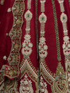 Traditional red bridal lehenga with embroidered blouse and dupatta
