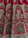 Traditional royal red silk lehenga for bride with intricate work
