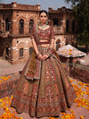 OLIVE GREEN RAW SILK WITH VELVET INFUSED LEHENGA