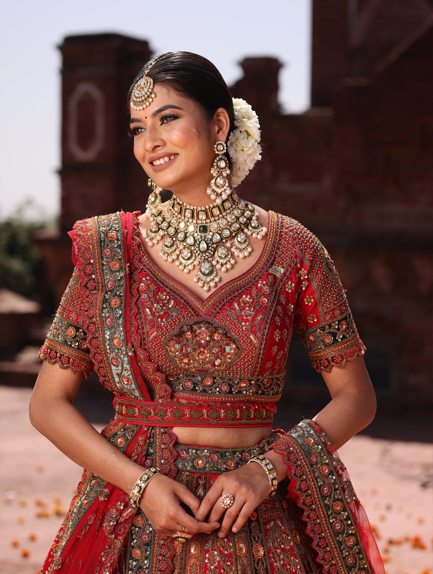 CRIMSON RED RAW SILK  LEHENGA