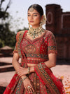 CRIMSON RED RAW SILK  LEHENGA