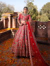 SCARLET RED RAW SILK  LEHENGA