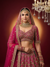 rani red bridal lehenga with traditional embroidery
