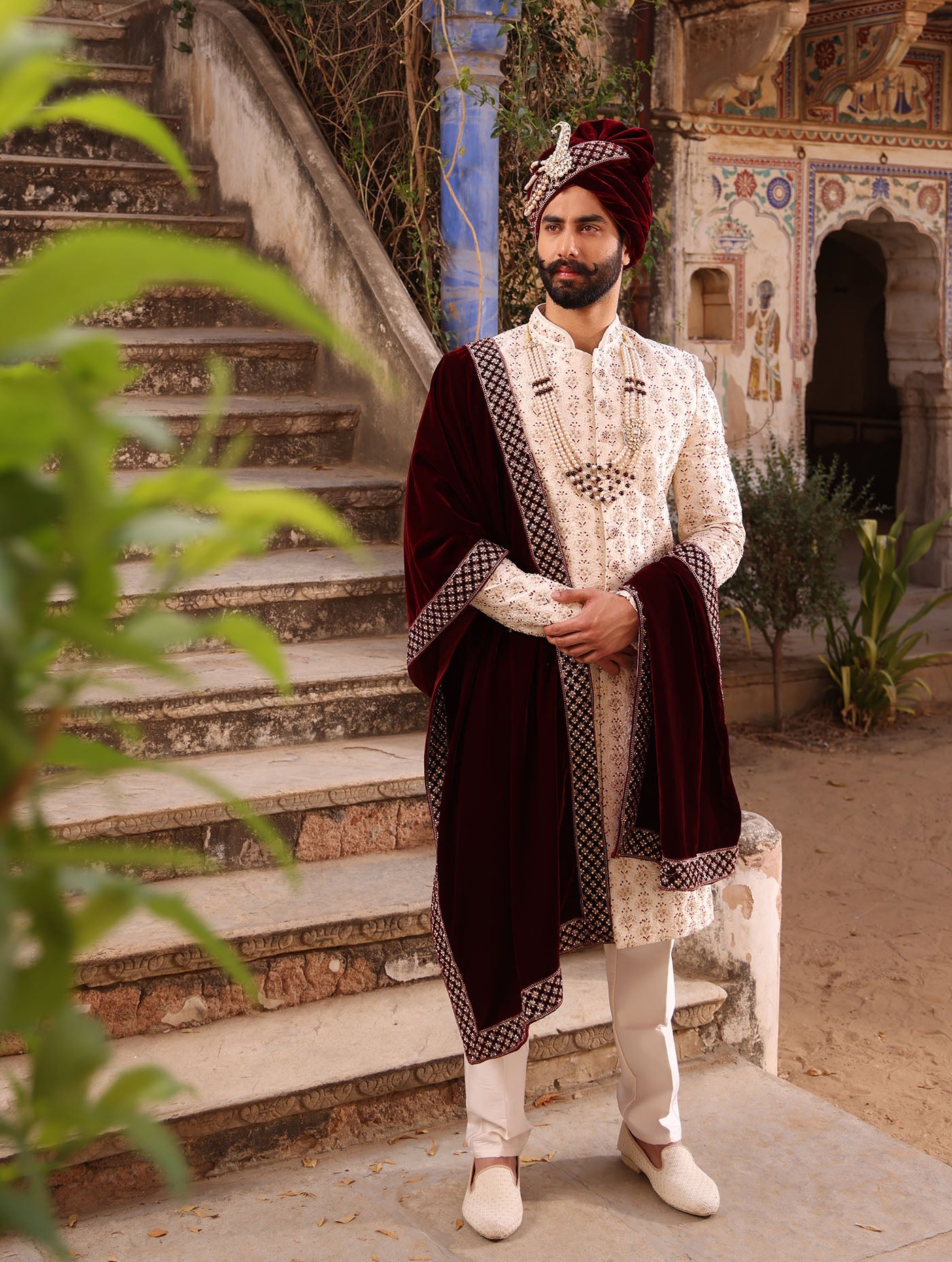 IVORY EMBROIDERED SHERWANI SET