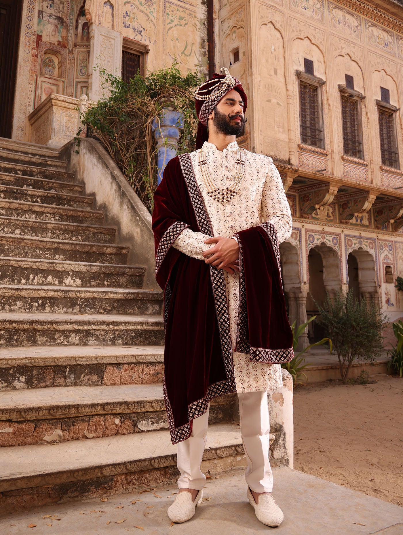 IVORY EMBROIDERED SHERWANI SET