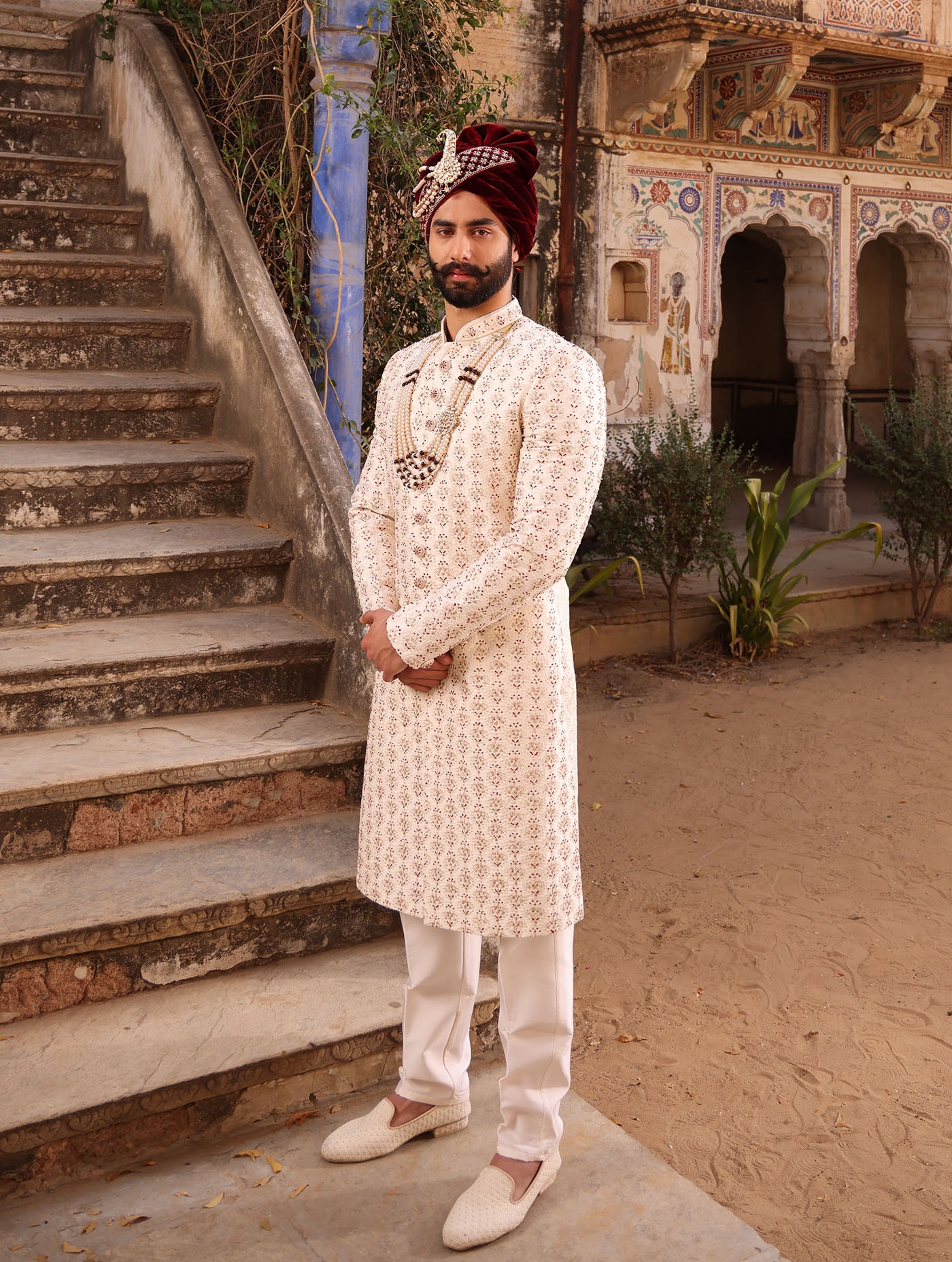 IVORY EMBROIDERED SHERWANI SET