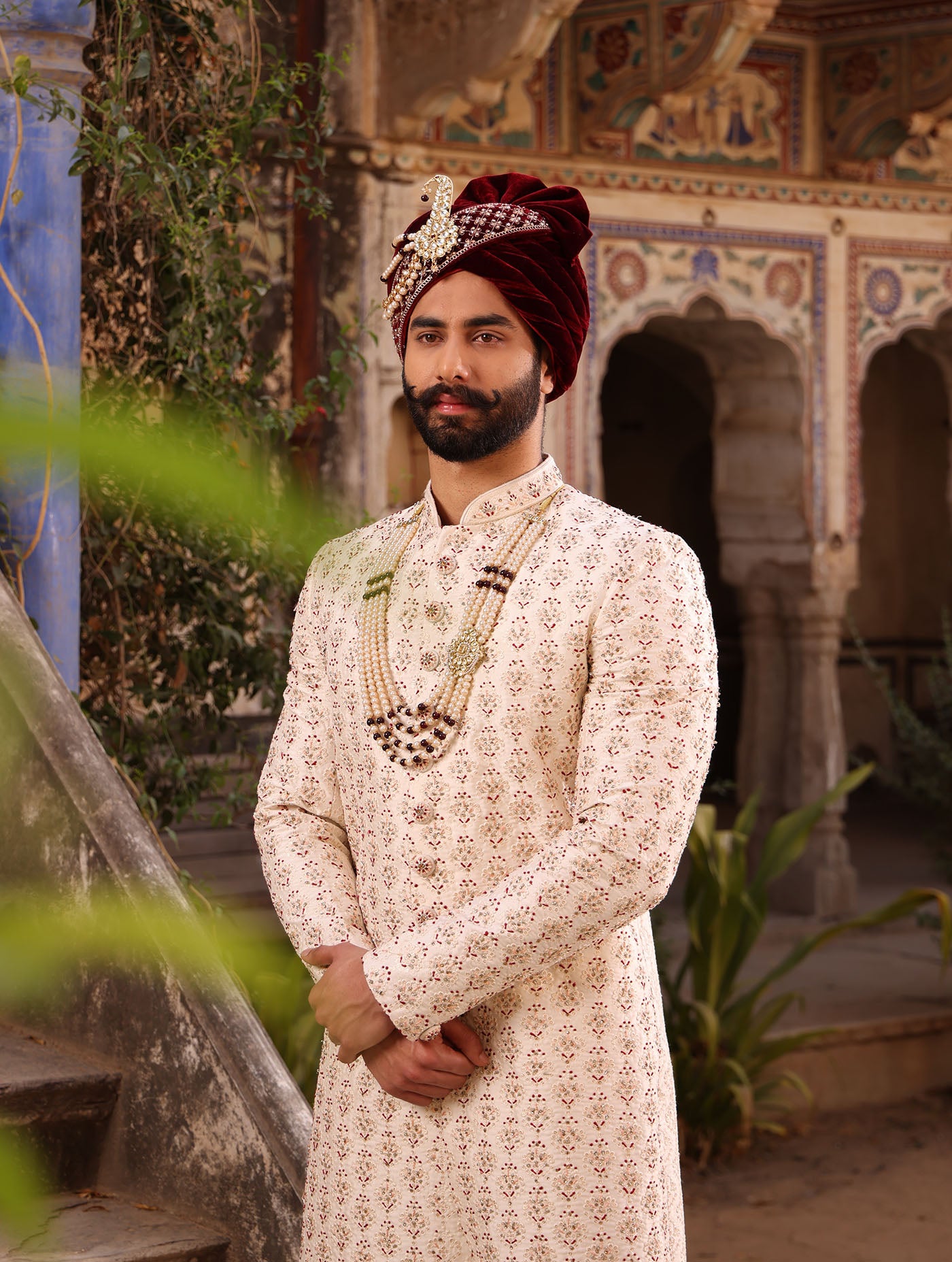 IVORY EMBROIDERED SHERWANI SET