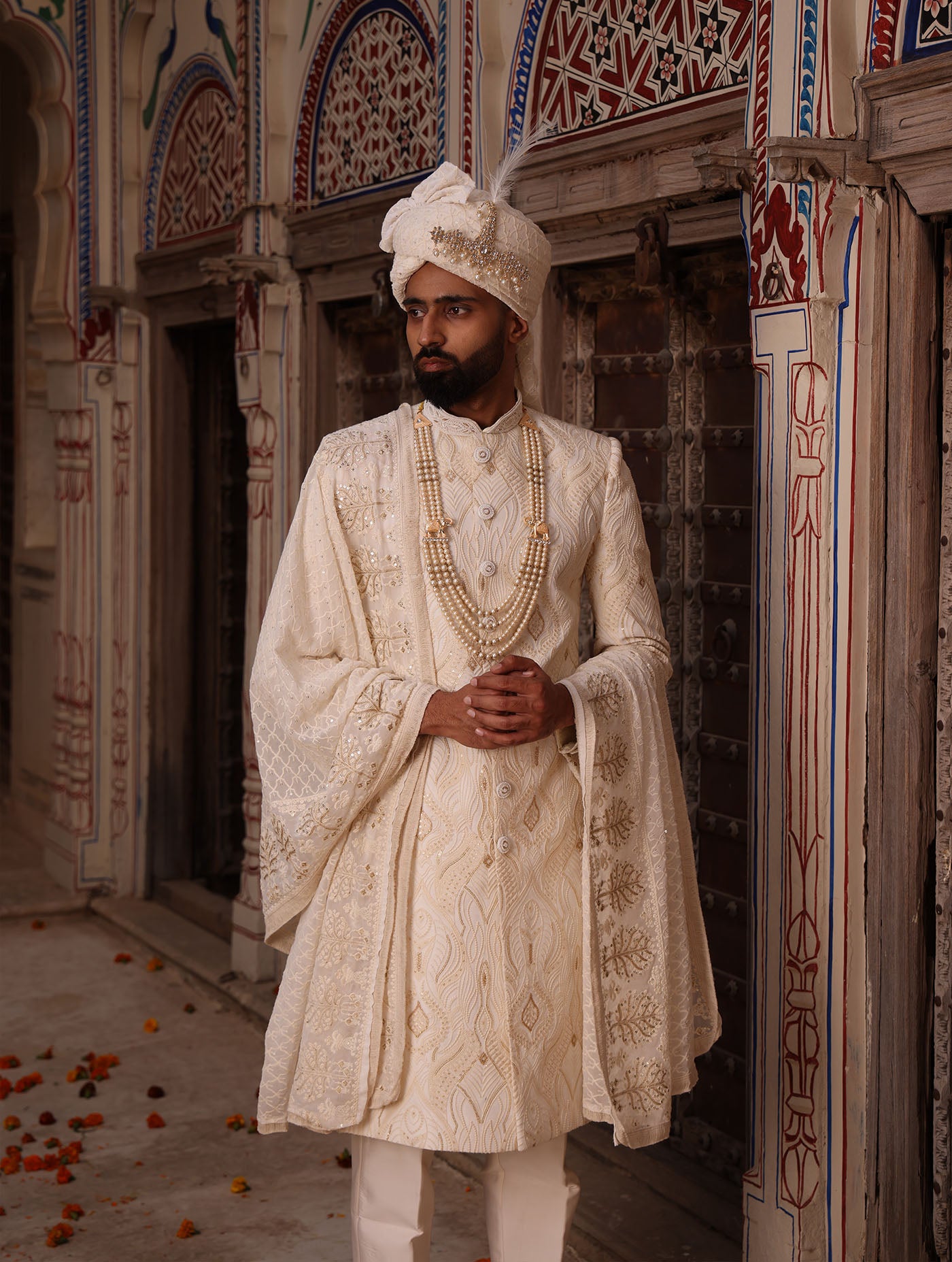 IVORY EMBROIDERED SHERWANI SET