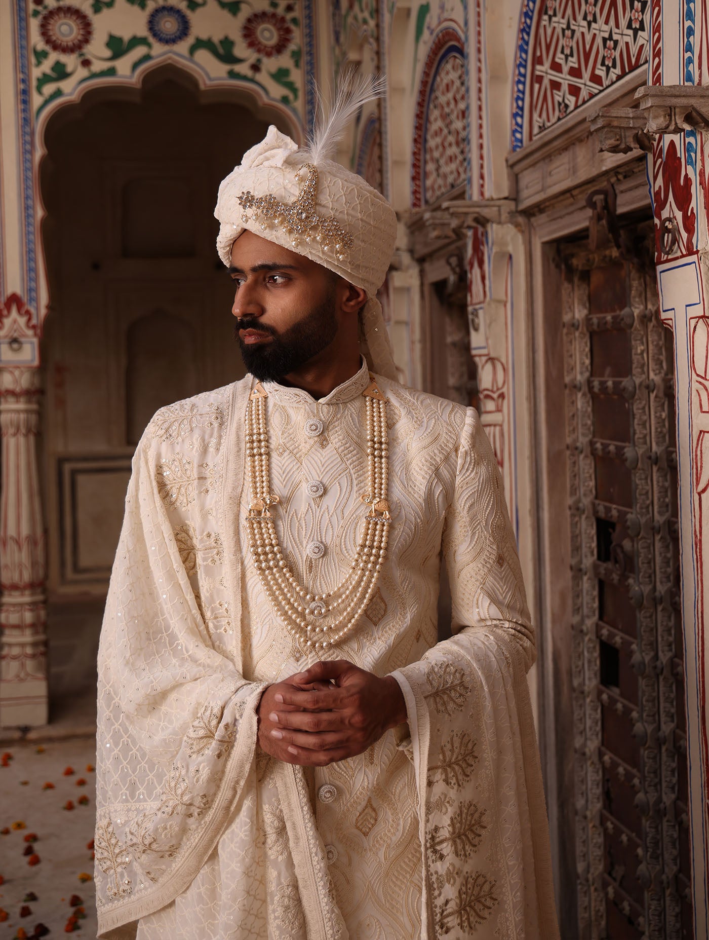 IVORY EMBROIDERED SHERWANI SET