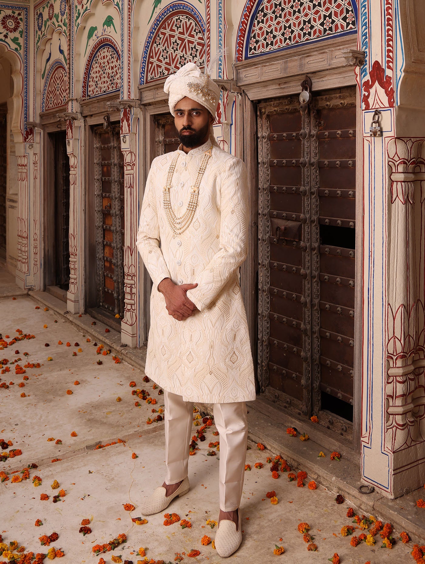 IVORY EMBROIDERED SHERWANI SET