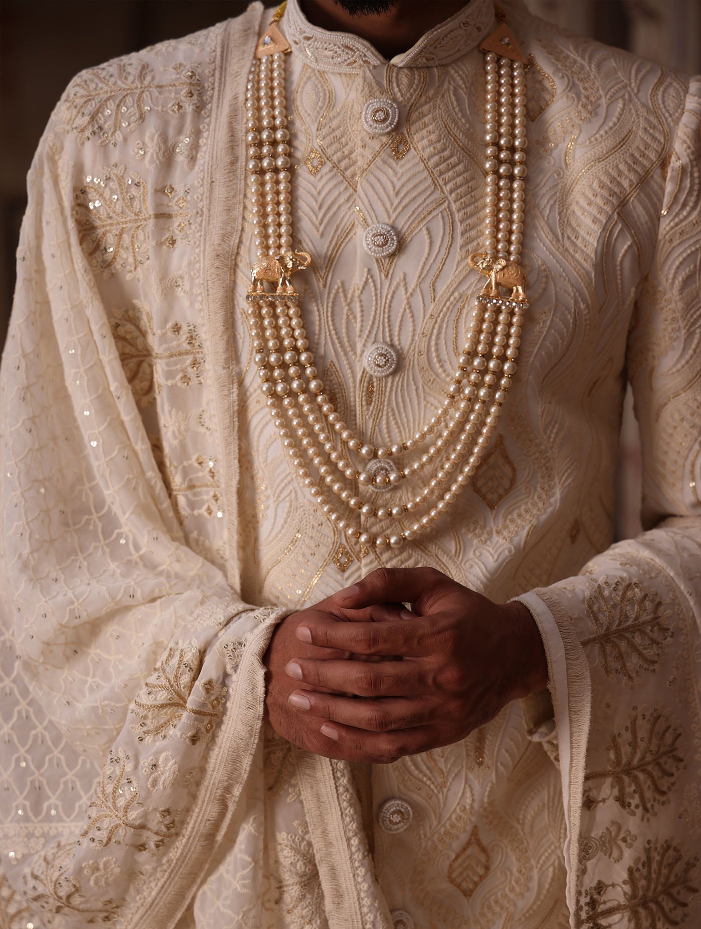 IVORY EMBROIDERED SHERWANI SET